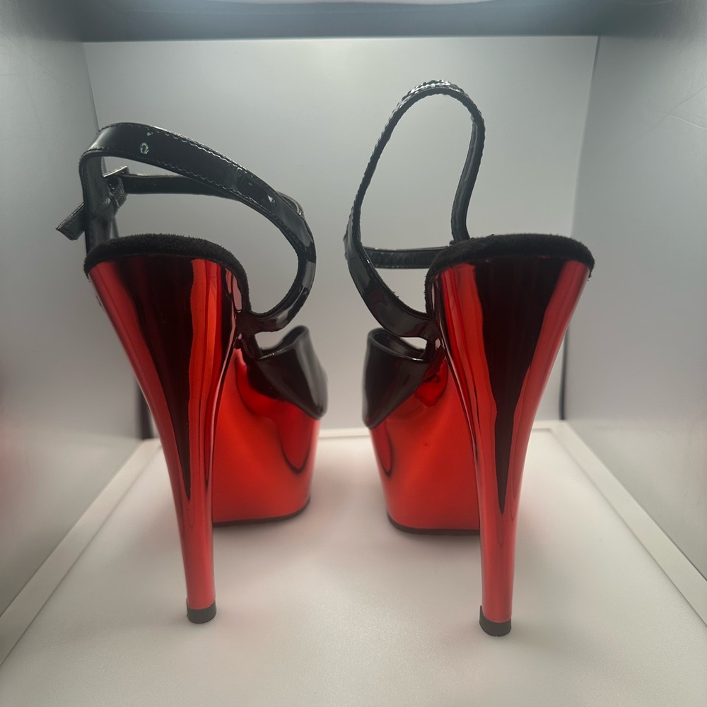 Pleaser Red and Black Patent Heels